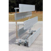 3 Row Universal Low Rise Tip N Roll Aluminum Bleacher, 7-1/2' Long, Single Footboard
