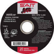 United Abrasives - Sait 23101 Depressed Center Wheel T1 4-1/2"x .045" x 7/8" 60 Grit Alum. Oxide - Pkg Qty 50