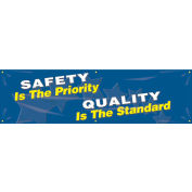 Accuform MBR866 Safety Is The Priority, Quality Is The Standard Banner, 96"W x 28"H, Reinforced Poly