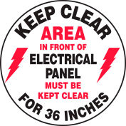 Accuform MFS729 Keep Clear In Front Of Electrical Floor Sign, 17" Diameter, Adhesive Vinyl