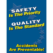 Accuform SP124512L Safety Is The Priority Poster, 17"W x 22"H, Laminated Poly