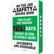Accuform SCK114 On The Job Safety Electronic Scoreboard, 20"W x 28"H, Aluminum