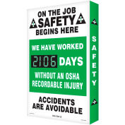 Accuform SCK116 On The Job Safety Electronic Scoreboard, 20"W x 28"H, Aluminum