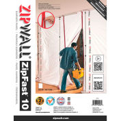 ZipWall&#174; Reusable Barrier Panels, High-Tech Fabric, White - ZF10 - Pkg Qty 4