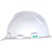 MSA V-Gard® Hard Hats, Front Brim, 1-Touch Suspension, White, 10057441