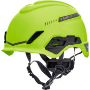 MSA V-Gard® H1 Safety Helmet, Trivent Fas-Trac® III Pivot, ANSI, EN12492,Hi-Viz Y/G
