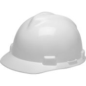 MSA V-Gard® Hard Hats, Front Brim, Fas-Trac® Suspension, White, 475358 - Pkg Qty 20