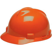 MSA V-Gard® Hard Hats, Front Brim, Fas-Trac® Suspension, Orange, 475361 - Pkg Qty 20