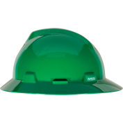 MSA V-Gard® Hard Hats, Full Brim, Fas-Trac® Suspension, Green, 475370
