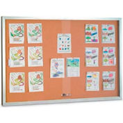United Visual Products 96"W x 48"H Sliding Glass Door Corkboard with Satin Frame