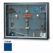 48"x36"x12" Black Laminate Display Case w/2 Shelves and Cobalt Accent Interior