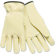 MCR Safety 3200L Full Leather Cow Grain Driver Gloves, Tan, Large, 12 Pairs