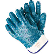MCR Safety Predator Premium Nitrile-Coated Gloves, Blue/White, Large, 12 Pairs