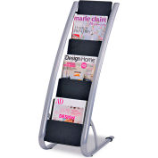 Alba DDEXPO6 Literature Floor 6-Pocket Display Rack, 12-4/5"W x 18-2/5"D x 36"H, BLK/Chrome