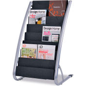 Alba DDEXPO8 Literature Floor 8-Pocket Display Rack, 22-1/5"W x 18-2/5"D x 36"H, BLK/Chrome