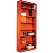 Alera ALEBCS78436MC Square Corner Wood Veneer Bookcase, 7-Shelf, 35 5/8"Wx11-3/4"Dx84"H, Cherry