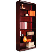 Alera ALEBCS78436MY Square Corner Wood Veneer Bookcase, 7-Shelf, 35 5/8"Wx11-3/4"Dx84"H, Mahogany