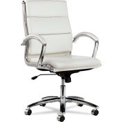 Alera® Neratoli Mid Back Swivel Chair - Synthetic Leather - White