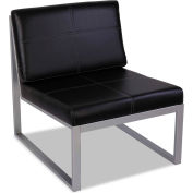 Reception Lounge Chair - Leather - 27"W x 31 1/8"D x 30"H - Black/Silver