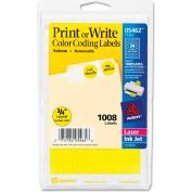 Avery® Print or Write Removable Color-Coding Labels, 3/4" Dia, Yellow, 1008/Pack