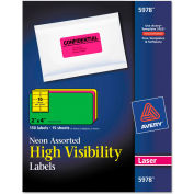 Avery® High-Visibility Laser Labels, 2 x 4, Assorted Neons, 150/Pack