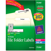 Avery® Permanent Self-Adhesive Laser/Inkjet File Folder Labels, 3-7/16x2/3, WE, 1800/Box