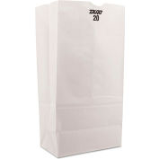 Paper Grocery Bags #20, 8-1/4"W x 5-5/16"D x 16-1/8"H, White, 500 Pack