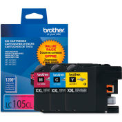 Brother® LC1053PKS, LC-105, Innobella Super High-Yld Ink, 1200 Pg-Yld, CMY, 3/Pk