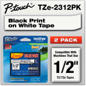 Brother® P-Touch® Tze Labeling Tape, 1/2'"W, Black on White, 2/Pack