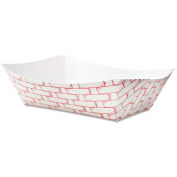 Boardwalk BWK30LAG300 - Paper Food Basket, 3 Lbs. Cap., Red/White, 8" x 5" x 2"