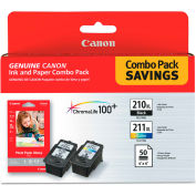 Canon® 2973B004 Inks & Paper Pack, PGI-210XL, CL211XL, 2 Inks & 50 Sheets 4 x 6 Paper