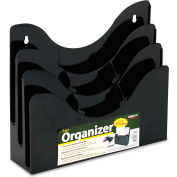 deflect-o 47634 Three-Tier Document Organizer w/Dividers, 13-3/8"W x 3-1/2"D x 11-1/2"H, Black
