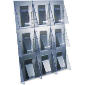deflect-o 56801 Multi-Pocket Wall-Mount Literature Systems, 27-3/8"W x 2-7/8"D x 35-1/4"H, Clear/BK