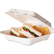 Eco-Products® EP-HC91, Compostable Clamshell Food Container, 1 Compartment,  White, 200/Carton