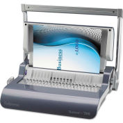 Fellowes® Quasar+ 500 Manual Comb Binding Machine, 18-1/8 x 15-3/8 x 5-1/8, Metallic Blue
