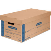 Bankers Box® SmoothMove Basic Large Moving Boxes, 21"L x 17"W x 17"H, Kraft/Blue, 5/Pack