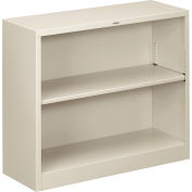 HON® Metal Bookcase, Two-Shelf, 34-1/2"W x 12-5/8"D x 29"H, Light Gray