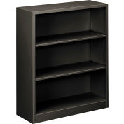 HON® Metal Bookcase, Three-Shelf, 34-1/2"W x 12-5/8"D x 41"H, Charcoal