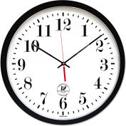 Chicago Lighthouse Atomic Slimline Contemporary Clock, 16-1/2", Black