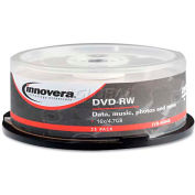 Innovera IVR46848 DVD-RW Discs, 4.7GB, 4x, Spindle, Silver, 25/Pack