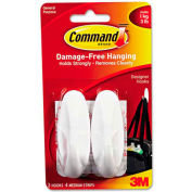 3M Command™ General Purpose Hooks, Designer, Holds 3 lbs., White, 2/Pack