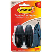3M Command™ Designer Hooks, Plastic, Black, 2 Hooks with 4 Adhesive Strips per Pack