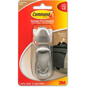 3M Command™ Adhesive Mount Metal Hook, Large, Brushed Nickel Finish