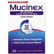 Mucinex 63824-02314 Max Strength Expectorant, 14 Tablets per Bottle