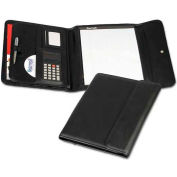 Samsill 70890 Professional Tri-Fold Padfolio w/Calculator, Writing Pad, Vinyl, Black