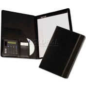 Samsill 71220 Pad Holder w/Calculator, Leather-Look/Faux Reptile Trim, Writing Pad, Black