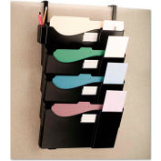 Universal® Grande Central Fling System, Four Pocket, Partition Mount, Plastic, Black