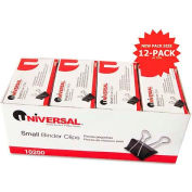 Universal® Small Binder Clips, Steel Wire, 3/8" Capacity, 3/4" Wide, Black/Silver, 144/Pack