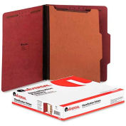 Universal® Pressboard Classification Folder, Letter, Four-Section, Red, 10/Box