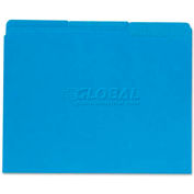 Universal® Recycled Interior File Folders, 1/3 Cut Top Tab, Letter, Blue, 100/Box